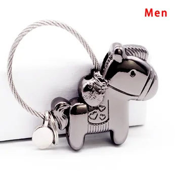 

1PC Cute Kiss Horse Couple Keychain for Lover Gift Key Holder Chain Keyring Pendant
