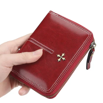 

Card Holder Women Business Wallet women short multi-card organ card bag vertical zipper four-leaf clover ladies coin purse men