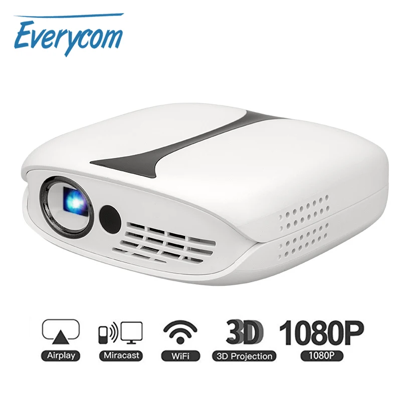 

Everycom RD606 Mini Projector HD LED DLP 3d Wifi Projector Optional Android 7.1 Pocket Pico Projectors Battery Support 1080p
