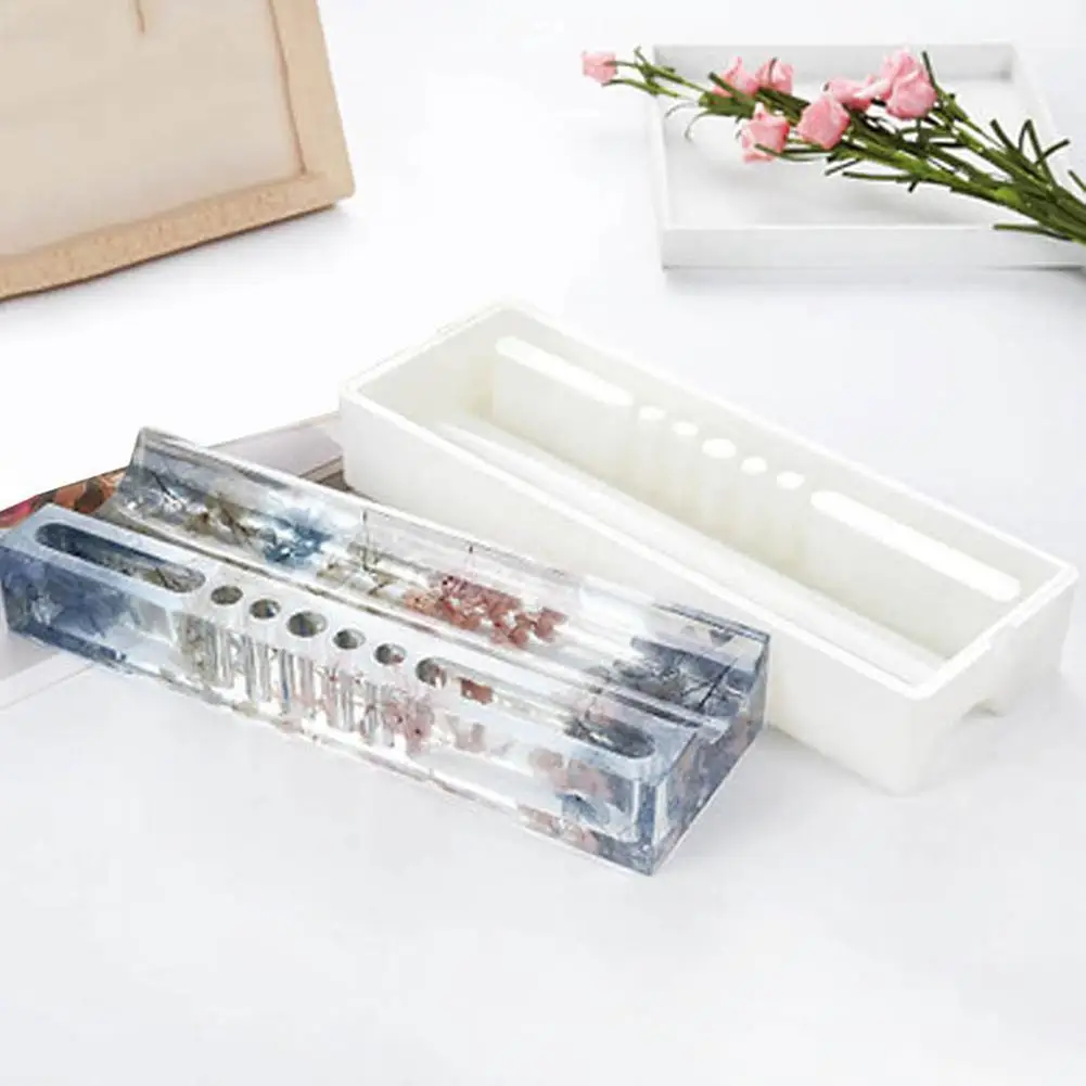 

DIY Crystal Epoxy Pen Holder Mold Rectangular Shape Mold Multi-purpose Silicone Mold For Small Items Storage