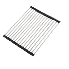 304 Stainless Steel Drain Stand Telescopic Sink Rack Kitchen Cleaning Fruit Vegetable Shelf Basket Fruit Vegetable Rack