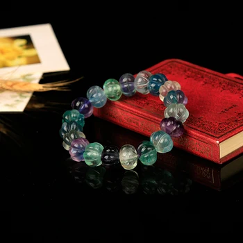 

1PC natural fluorite pumpkin shape bracelet jewelry mineral healing crystal rose quartz meditation holiday party DIY gift