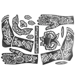 1Sheet Waterproof Henna Glitter Paste Papers Temporary Fake Tattoo Stencils Indian Women Body Hands Art Painting Templates
