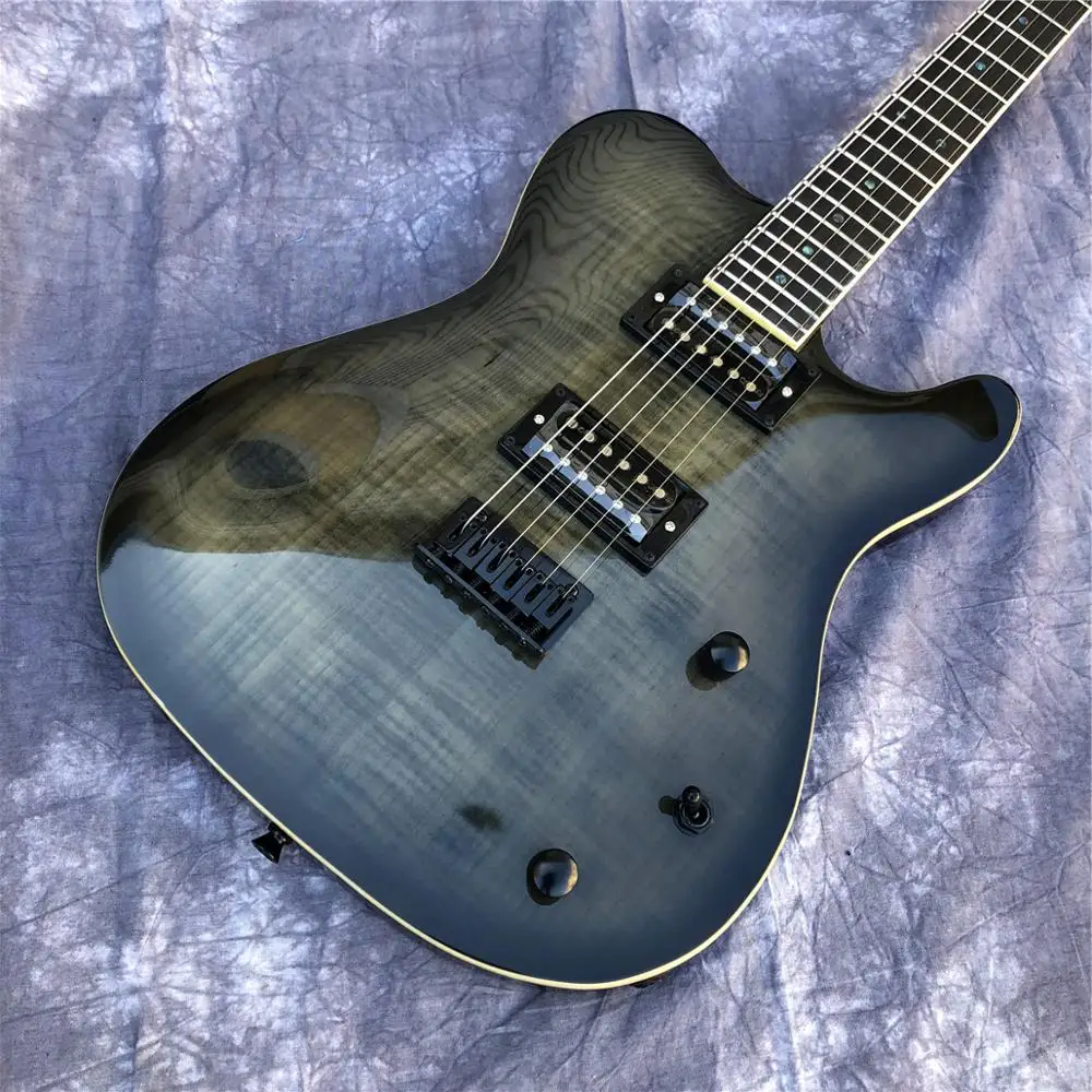 

Top quality Bright black Flame maple TL Electric Guitar,Abalone inalys rosewood fingerboard,2019 Factory Maple Neck Tele Guitar