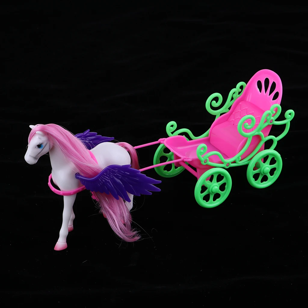 Magical Mini 1/6 Princess Doll Flying Carriage Horse With Wing Girls Playset