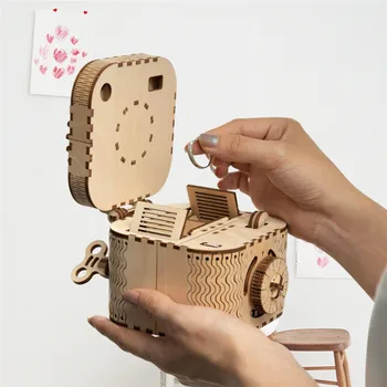 

Robotime Bricks DIY Handmade Jigsaw Password Box 3D Wooden Mechanical Treasure Box Blocks Assembled Kid's Creative Gift