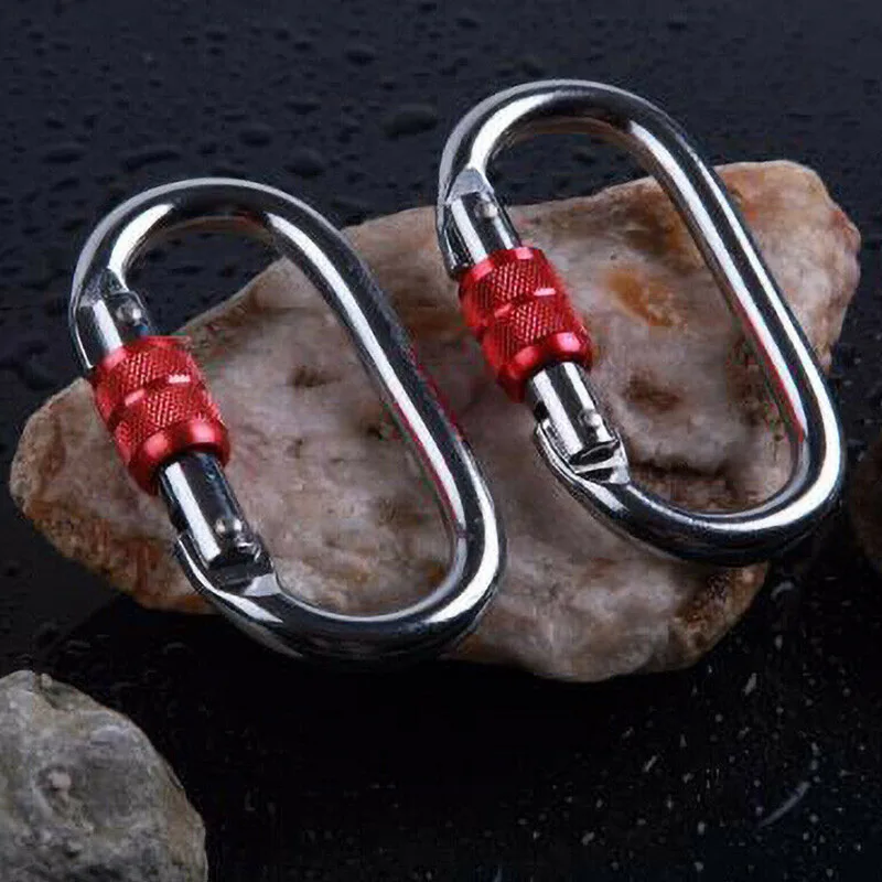 2pcs O shaped Carabiner Clip Hook Heavy Duty Ring Lock for Outdoor Rock