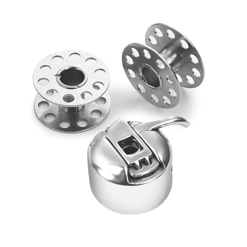 Sewing Machine Bobbin Case Household Silver Metal Sewing Machine Accessories Bobbin Case For Old Style 3Pcs/set sewing accessories sewing bobbin case