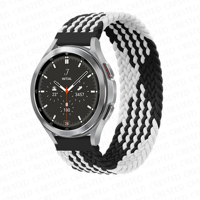 Braided Solo Loop band for Samsung Galaxy watch 4/classic/Active 2 Watchband 20mm 22mm Bracelet correa Amazfit GTS 2 mini strap Black and white