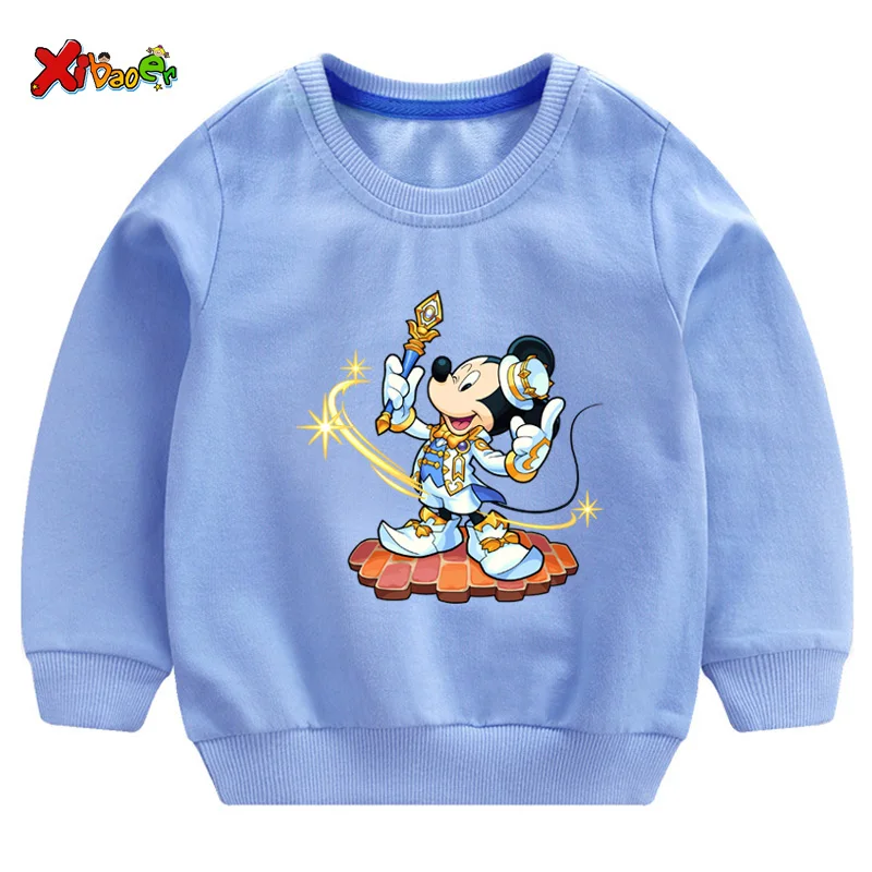 Baby Girls sweatshirts toddler boy hoodie Pullover Printed cute long sleeves children kids new fashion 2T - Цвет: sweatshirt blue