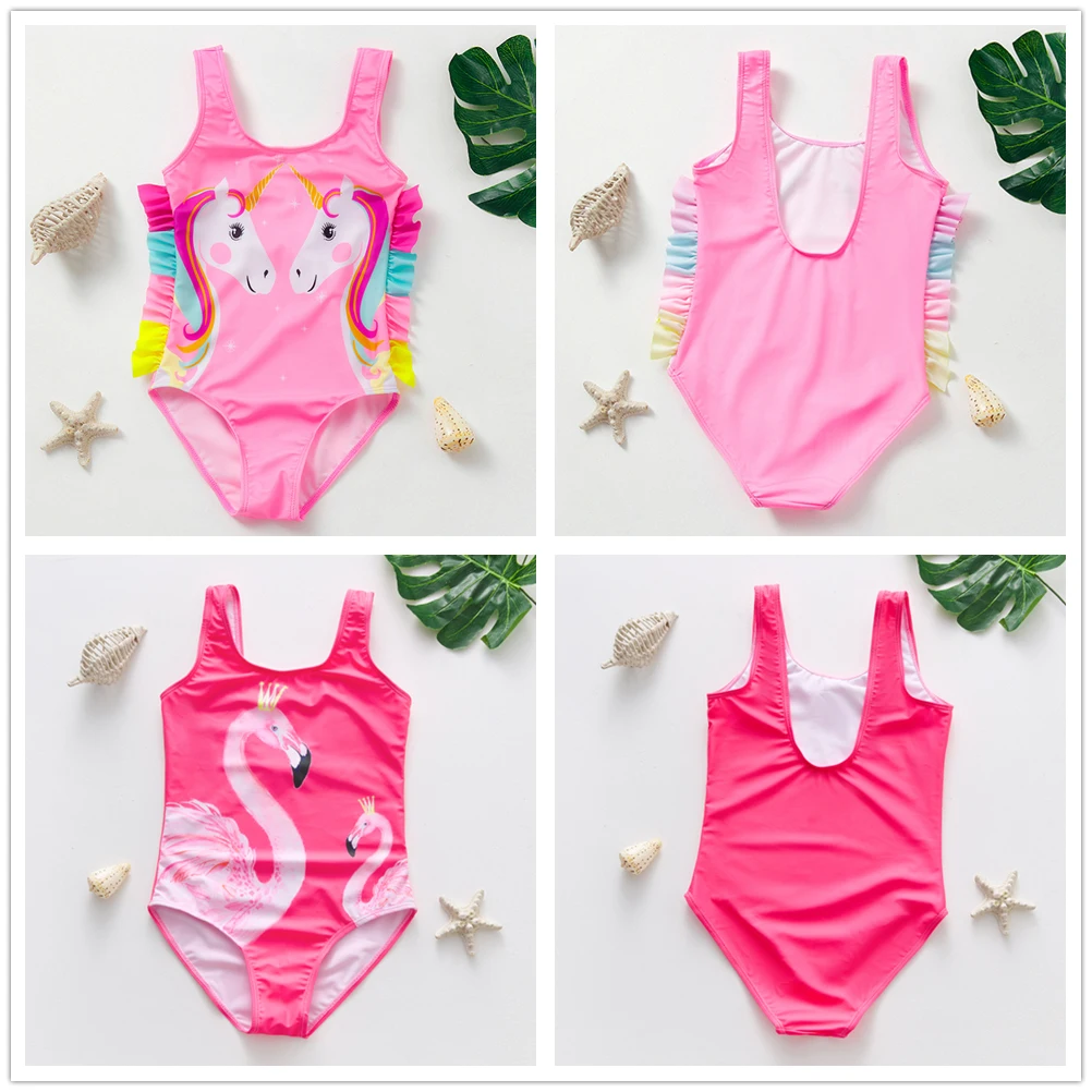 Bañador de una pieza para niñas pequeñas de 2 a 10 años, traje de baño para niños, wear-9069mix de playa de alta calidad