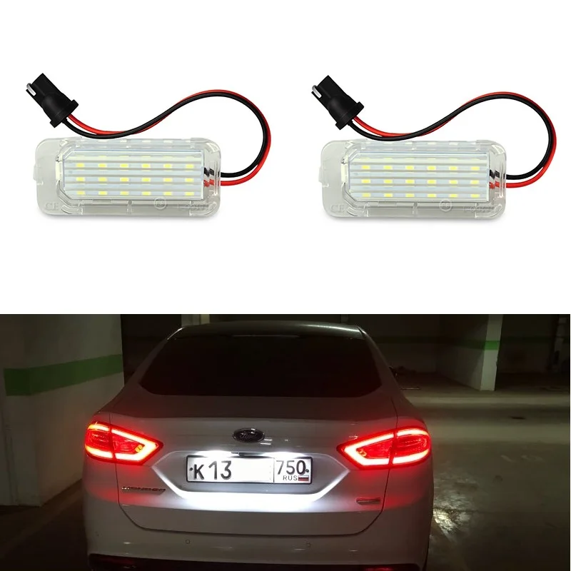 2x Ошибка Бесплатный светодиодный номерной знак свет лампы для Ford Focus 5D Fiesta Mondeo MK4 C-Max MK2 S-Max Kuga Galaxy 6000k белый