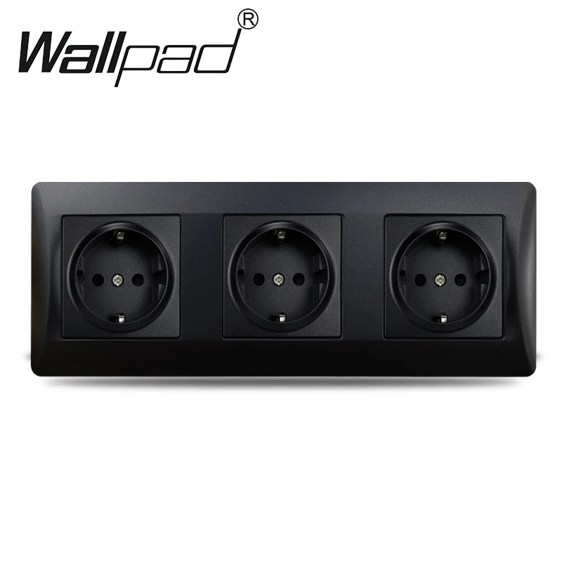 Panel de pared Triple de plástico mate enchufe 16A negro de Panel de pared, 234x86mm, enchufes de pared de 220V para caja la salida trasera redonda - AliExpress