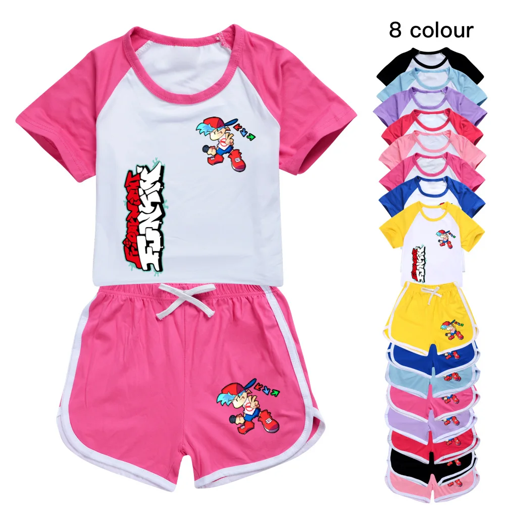 

Baby Girls Boys Friday Night Funkin Clothes Outfits Summer Kids T-Shirts+Shorts 2pcs Outfits Pyjamas Children Sports Sui