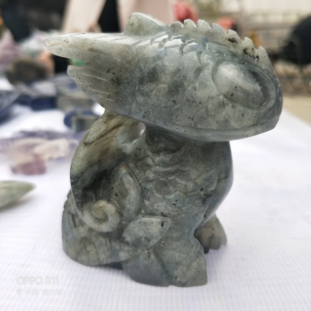 Натуральный кристалл резные животные флюорит Лабрадорит статуи динозавр скульптура для домашнего декора или подарок на день рождения