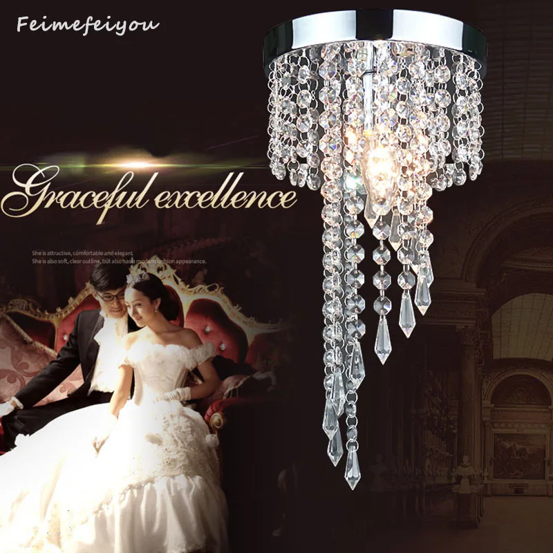 

LED Crystal Mount Ceiling Light lustre Modern K9 Ceiling Lighting Fixture for Bedroom Living Room, Dining Room, Hallway