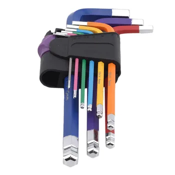 

9PCS Color Coded Ball-End Hex Allen Key L Wrench Set Torque Long Metric With Sleeve Hand Tools Bicycle Accessories