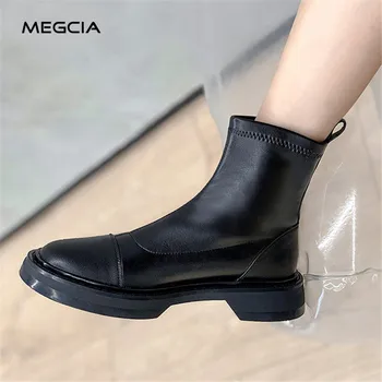 

Flats Shoes Women's Boots Autumn Winter Platform Boots Round Toe Ankle Boots Female Shoes Big Size Stretch Black Booties NEW A57