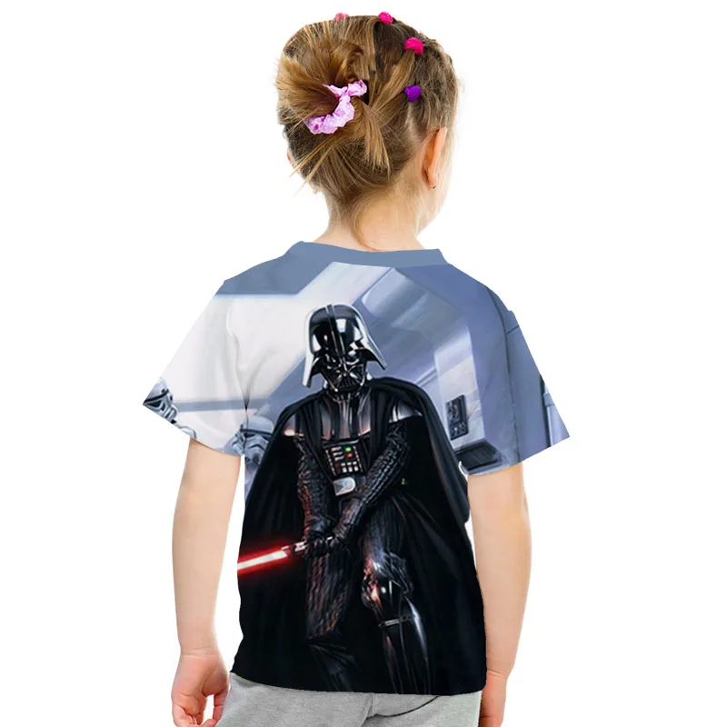 Новинка года, летняя футболка для девочек и мальчиков с принтом «Звездные войны» крутая футболка с 3d рисунком для маленьких детей Детские топы с супергероями, брендовая футболка для малышей