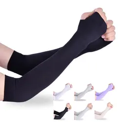 Summer Man Women Sleeves for Arm Ice Silk Thin Breathable UV Sun Protection Running Bike Cycling Soft Long Sleeve Arm Warmers