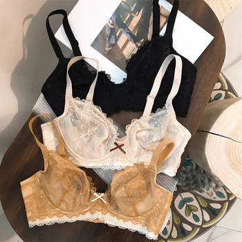 

Wriufred Ultra-thin Bra Briefs Sets Sexy Lace Plus Size Bras without Sponge Women Underwear Gather Adjustable Lingerie CD Cup