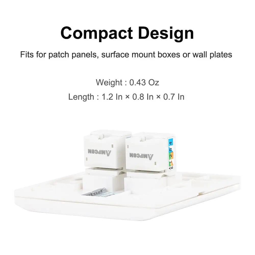 CAT5e RJ45 110 Punch Down Keystone Modular Snap-In Jacks 25 Pack Lot White