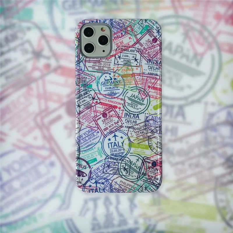 Funny Air Tickets Bar Code Label Phone Case For iphone 11 11pro XS Max Cute City stamp design Soft Cases X 7 8 plus |