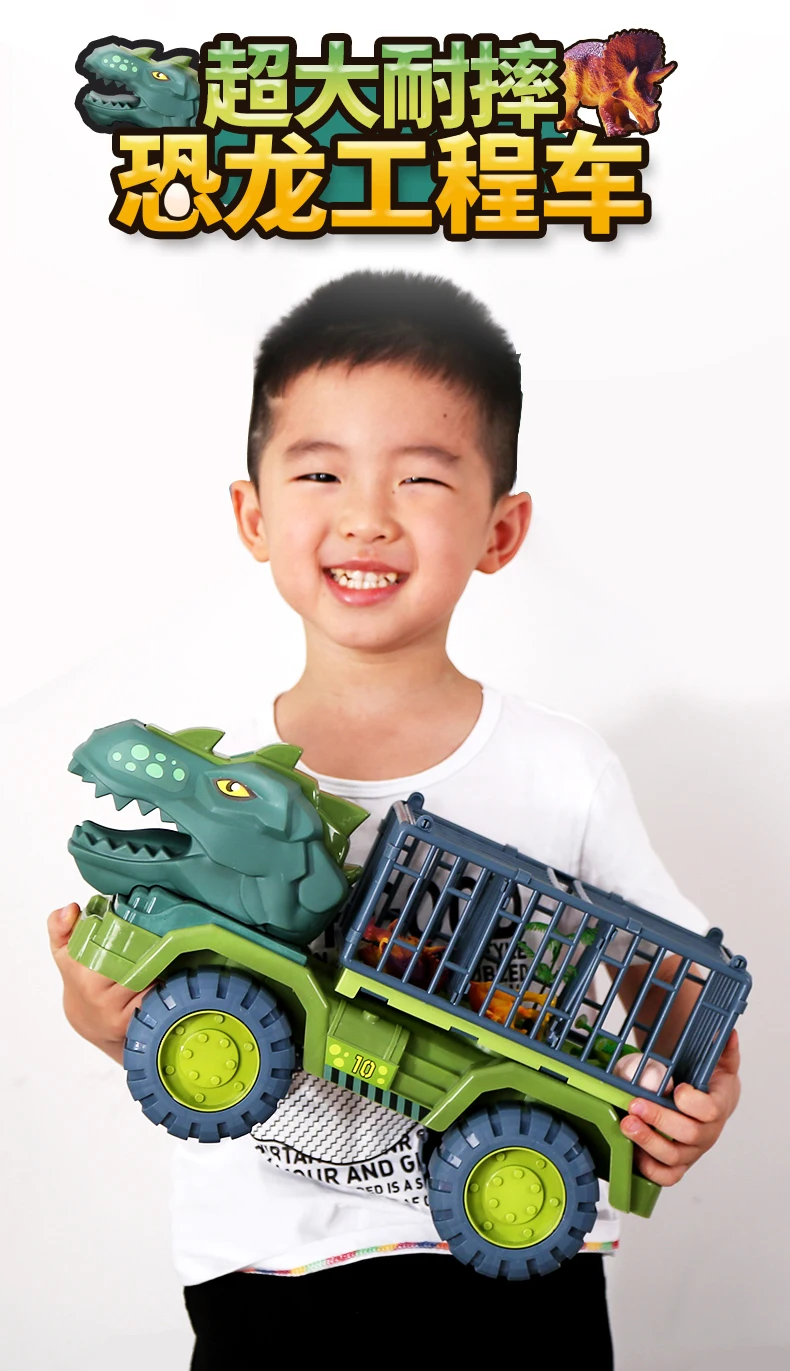 Auto Dinosaurier Transporter - Camion Toy mat Dinosaurier Kaddo fir Kanner Chrëschtdag