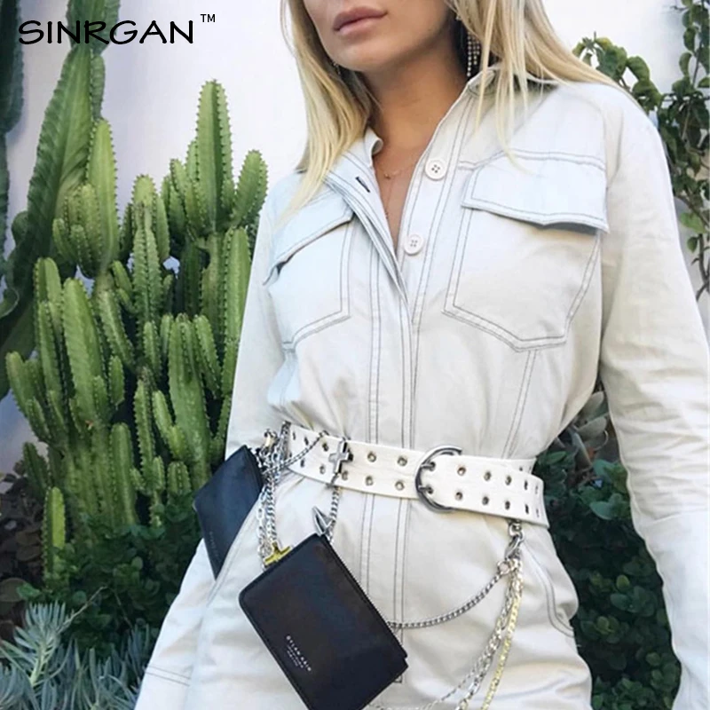 

SINRGAN Casual Pants INS New Waist Camouflage Tooling Jumpsuit Turndown Collar Motorcycle Streetwear with belt
