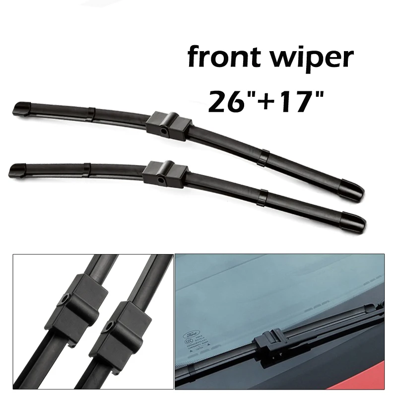 Wiper Front & Rear Wiper Blades Set For Peugeot 207 Hatchback 2006-2020 Windshield Windscreen Front Rear Window 26"+17"+16" 2