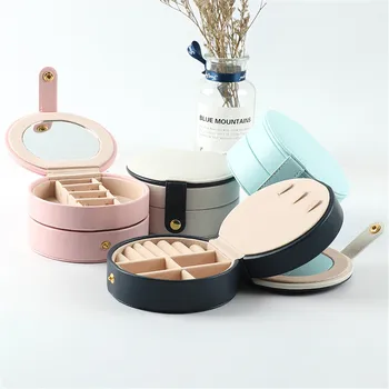 

Korean Style Fresh Simple Girl Earring Plate Ring Jewelry Display Storage Box Case Protable Organizer Flannel Tray Holder Gift