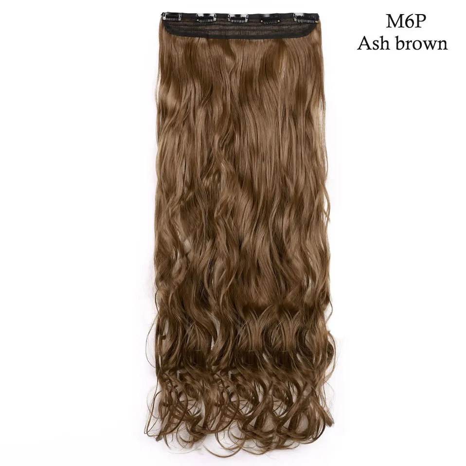 S-noilite, длинные волнистые волосы на заколках для наращивания, синтетические волосы на заколках, цельные волосы, натуральные черные, коричневые, светлые волосы для женщин - Цвет: ash brown