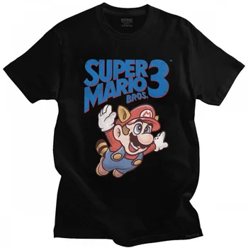 

Retro Super Mario Bros. 3 Cover T Shirt Men Pre-shrunk Cotton T-shirt Short Sleeve Game Lover Tee Loose Fit Clothing Gift Merch