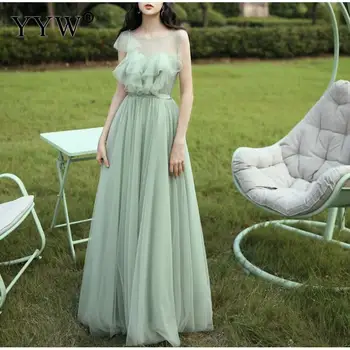 

Elegant Woman Bridesmaid Dresses Appliques A Line Wedding Party Prom Gowns Aqua Green Floor Length Elegant Women Dress XXXL