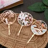 Chinese Style calligraphy and painting Bookmark Group Fan Book Clip Pagination Mark Metal Tassel Stationery School Office Supply ► Photo 2/6