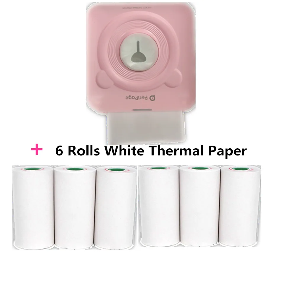 Printer add 6 rolls GOOJPRT A6 Peripage Bluetooth ручной фотопринтер Мини карманный принтер для IOS Android системы телефон Pequinas Impresoras Fotos - Цвет: Printer add 6 rolls