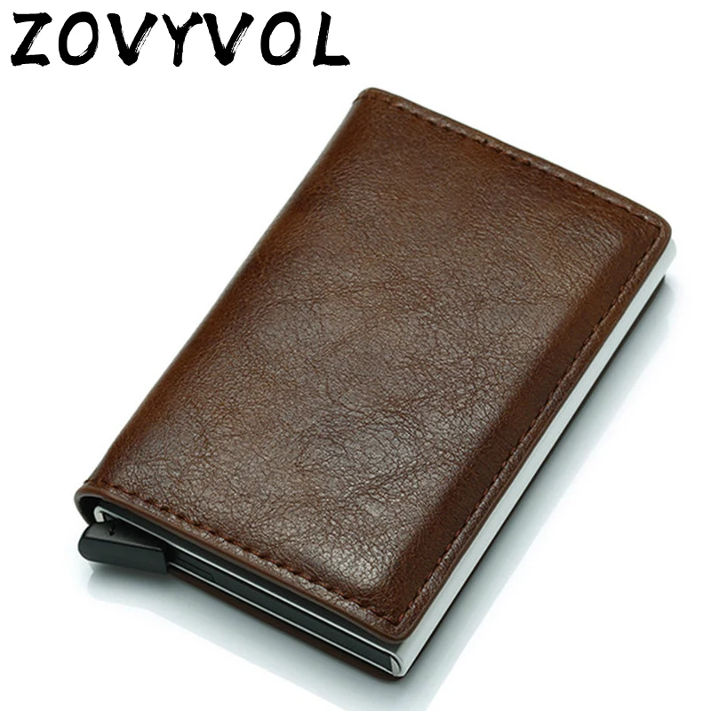 

ZOVYZOL Wallet Men Money Bag Mini Purse Male Vintage Automatical Aluminium Rfid Card Holder Wallet Small Smart Wallet