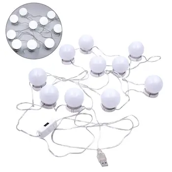 

10pcs LED Makeup Mirror Light Vanity Mirror Light Bulbs Kit for Dressing Table with Press Button and USB Power Supply Plug