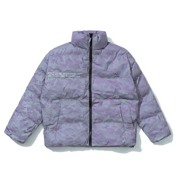 

Winter Reflective Parkas Streetwear Hip Hop Loose Thicken Warm Coat Men's and Women's Cotton Padded Jacket Outerwear