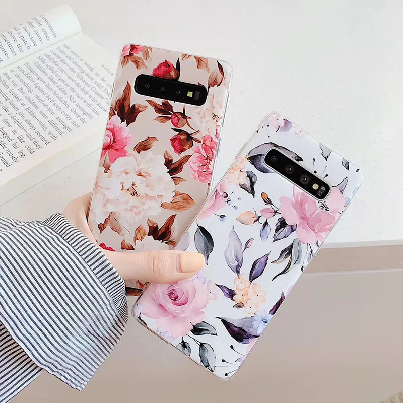 Чехлы в стиле ретро с цветами для samsung S10 S9 S8 Plus S10e матовый IMD Мягкий ТПУ чехол для samsung Galaxy A40 A50 A70 задняя крышка Fundas capa
