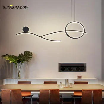 

Modern LED Pendant Light Lenght 90cm 220V 110V Chandelier Pendant Lamp for Dining room Kitchen Living room Hanging Lamp Black