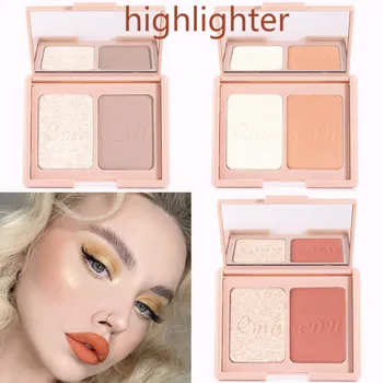 

Two-tone Blush Highlighter Powder Repair Volume Pearly Matte Eyeshadow Palette Long Lasting Waterproof Eyeshadow TSLM2