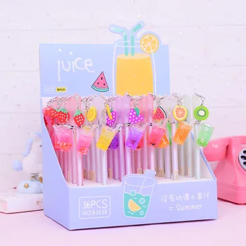 

36pcs Creative Juice Cup Pendant Gel Pen Smooth Signature Pen