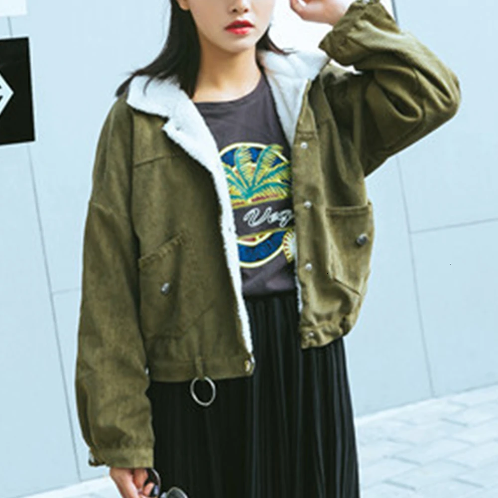 Jocoo Jolee Женское зимнее вельветовое пальто мода Harajuku теплые толстые хлопковые куртки ватное свободное короткое пальто корейское ретро-пальто