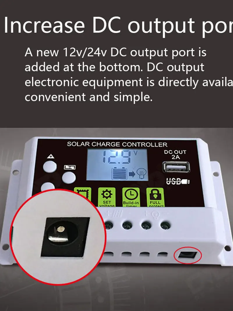 30A/20A/10A 2.0A USB 12 в регулятор солнечного зарядного устройства Солнечный Контроллер ШИМ модуляция Солнечный контроллер заряда экран с подсветкой