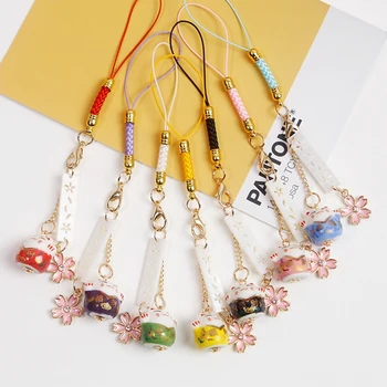 

Cute Smart phone Strap Lanyards for iPhone Samsung Decoration Daisy Flower Cat Bell Mobile Phone Strap Rope Phone Charm for Girl