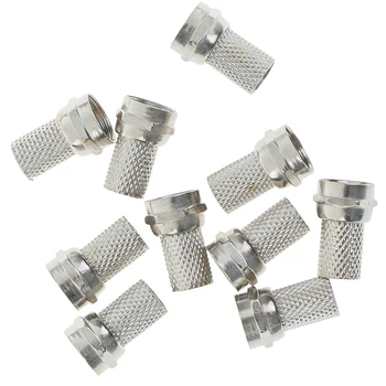 

10Pcs High Quality Useful 75-5 F Connector Screw On Type For RG6 Satellite TV Antenna Coax Cable