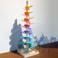 Bloques de construcción Montessori de madera para niños, juguete educativo de aprendizaje colorido, Bola de mármol, pista de correr, árbol de canto, regalo