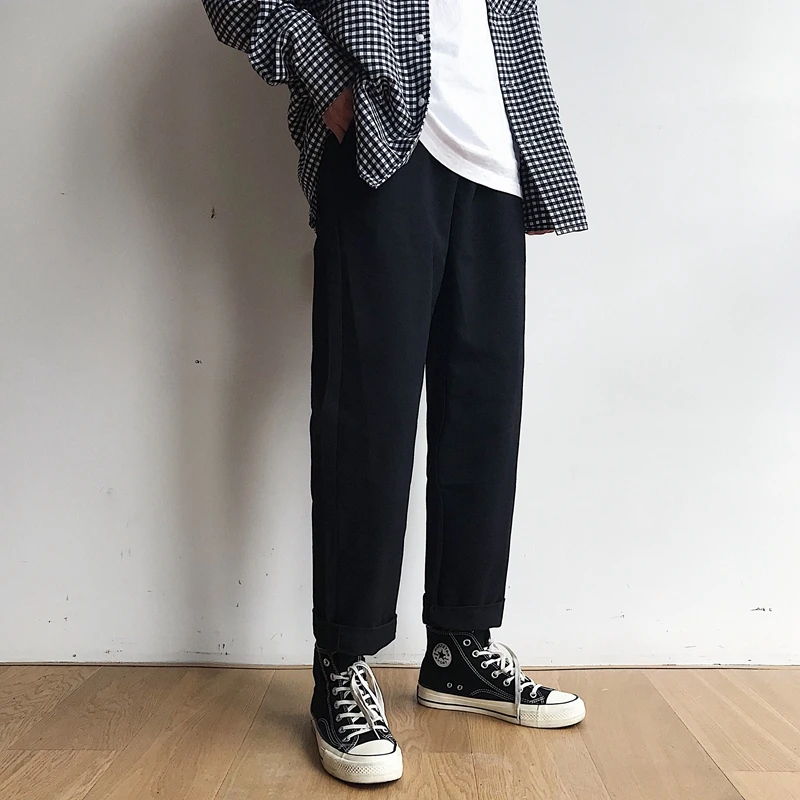 Spring Summer Drawstring Casual Pants Men's Fashion Solid Color Straight Pants Men Streetwear Hip-hop Loose Trousers Mens M-5XL