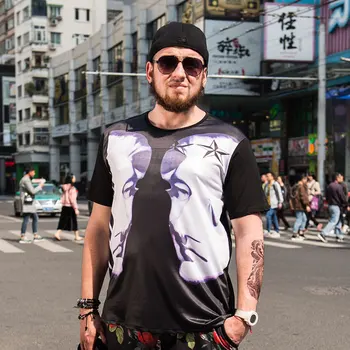 

Summer casual round neck short sleeve avatar men's t-shirt plus fertilizer to increase